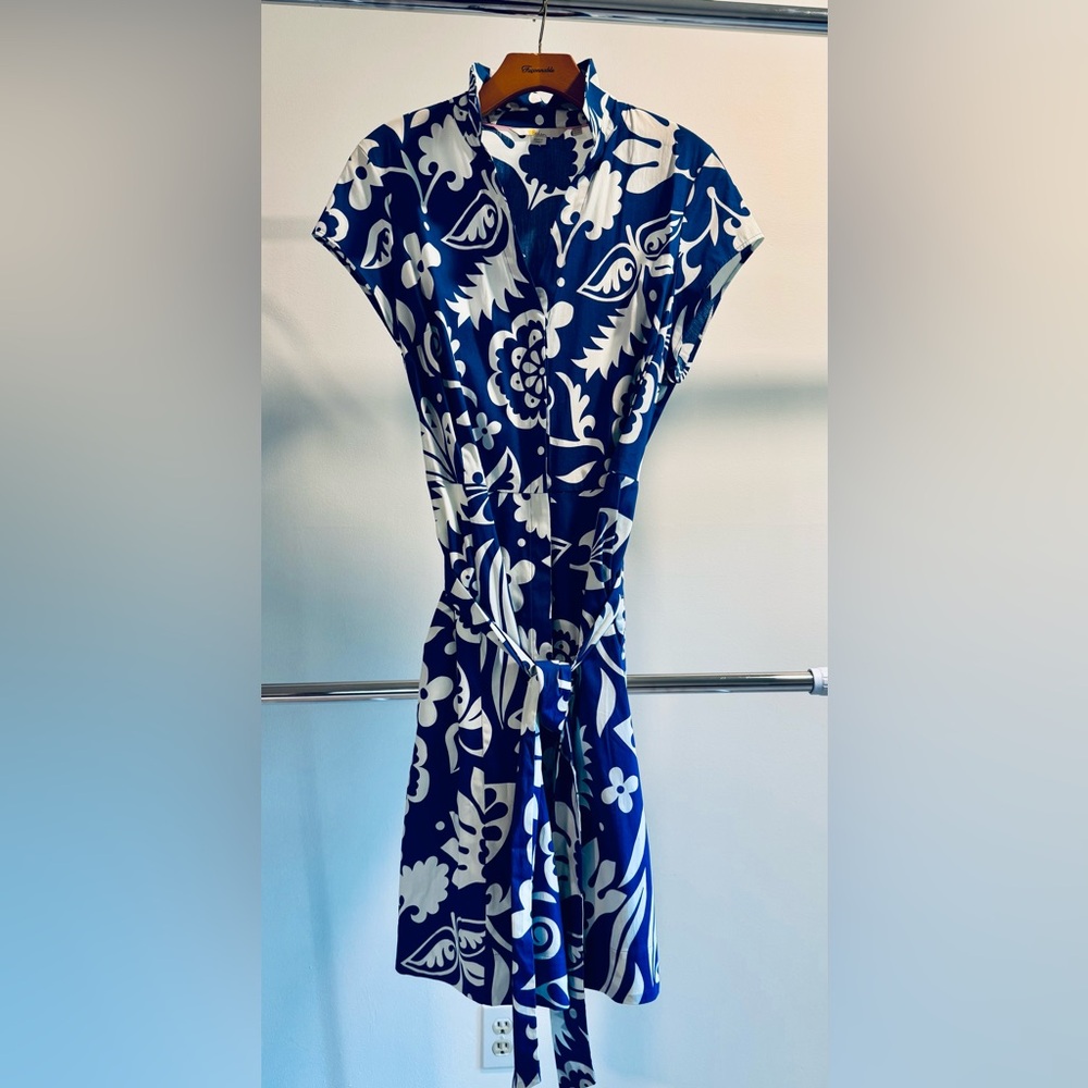 Boden Blue and White Patterned Dress